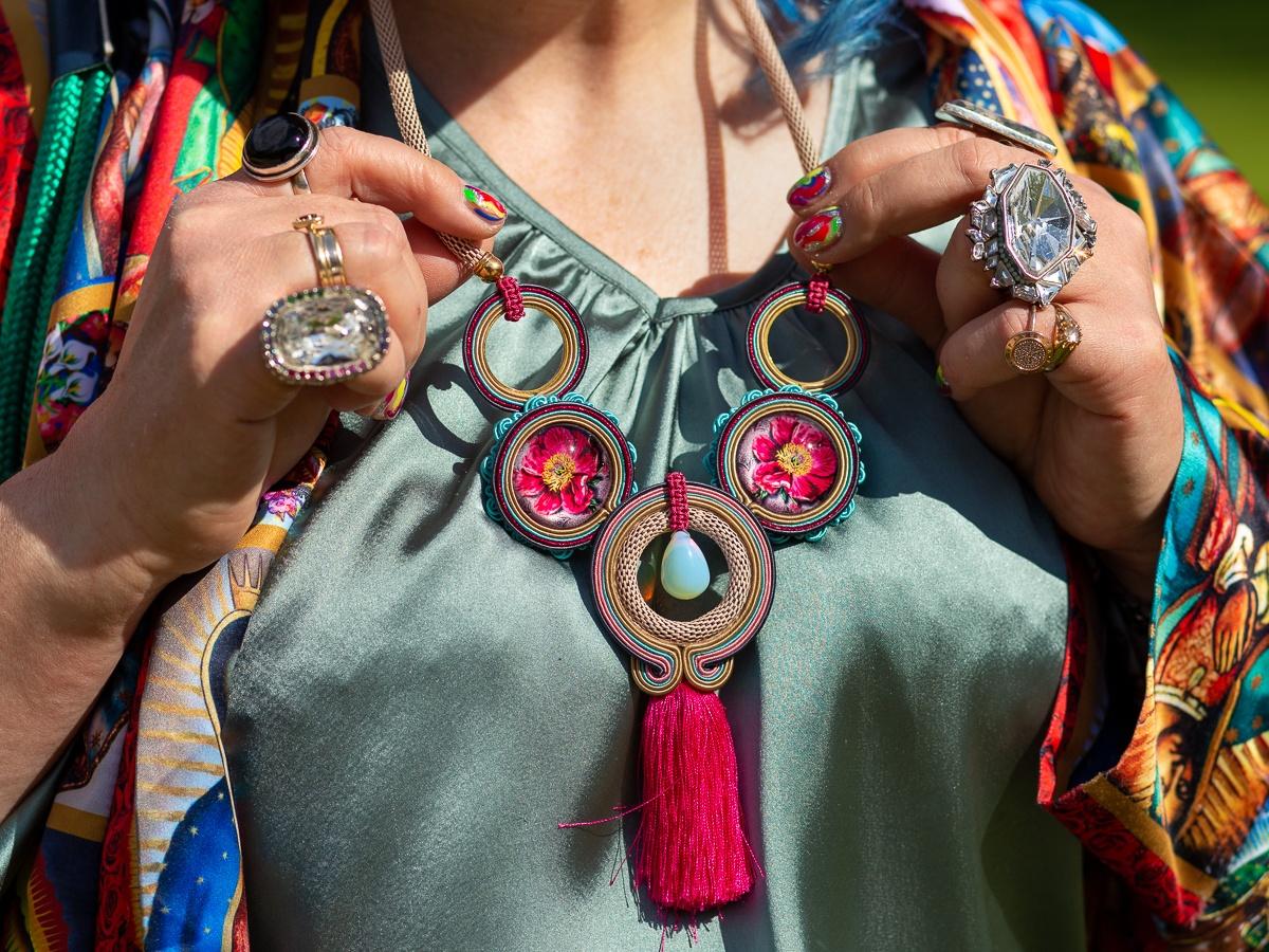 Accessories decorating colorful Madonnas